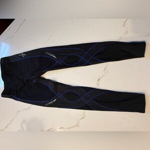 CW-X Black Leggings with Blue Trim